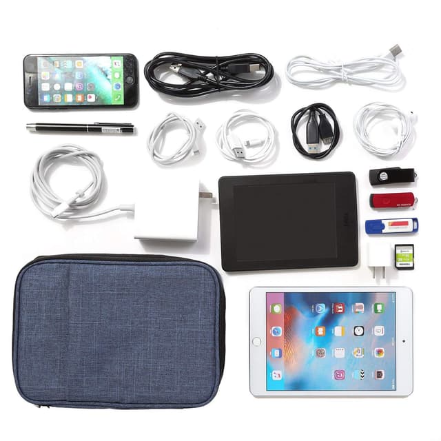 Double-Layer Gadget Organiser Pouch with Front Pocket for Cables — View 5