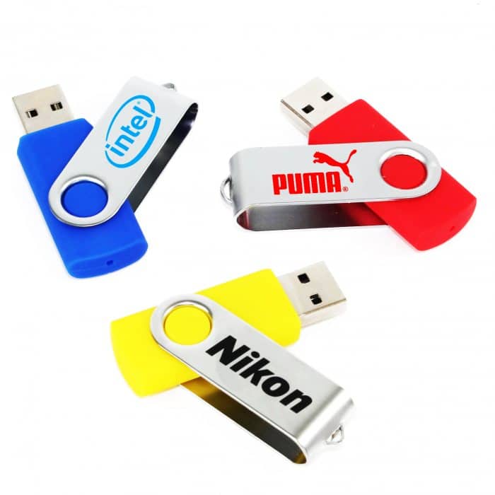 Swivel Metal USB Flash Drive with Keyring Attachment — View 1