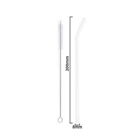 Reusable Borosilicate Glass Straw Set with Nylon Cleaning Brush — View 4
