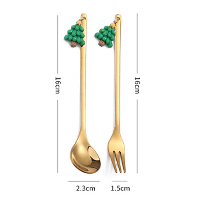 Festive Christmas Cutlery Fork and Spoon Gift Box Set — View 4