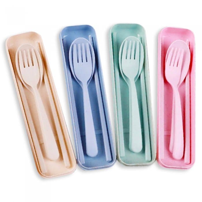 Handy 2-in-1 Reusable Cutlery Set with Portable Carry Case — View 1
