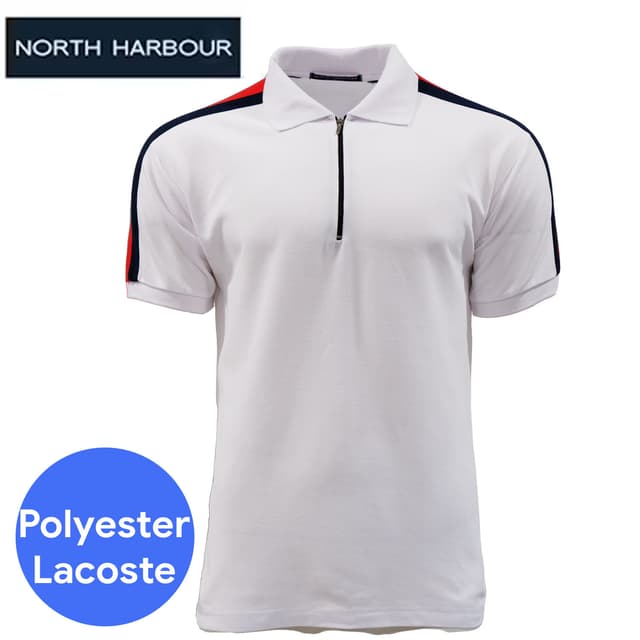 Cotton-Polyester Polo Shirt with Contrast Shoulder Panel Design — View 1
