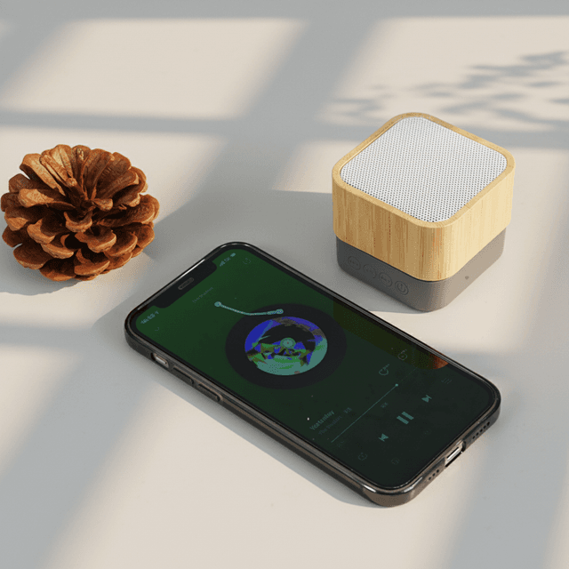 Bamboo Bluetooth Speaker with LED Light Strip — View 4