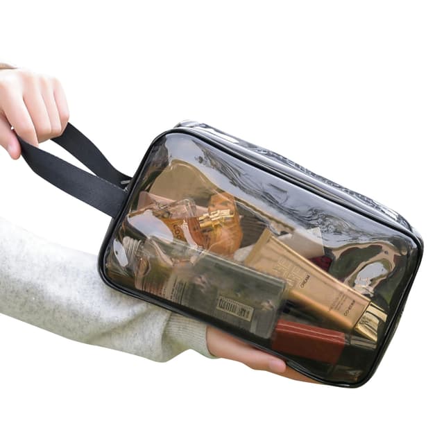 Clear Waterproof PVC Toiletry Pouch for TSA-Friendly Travel Packing — View 1