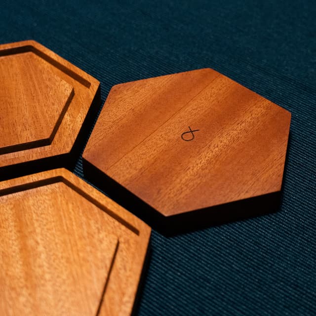 Roger and Sons Hexagonal Honeycomb Reclaimed Wood Coaster Set — View 2