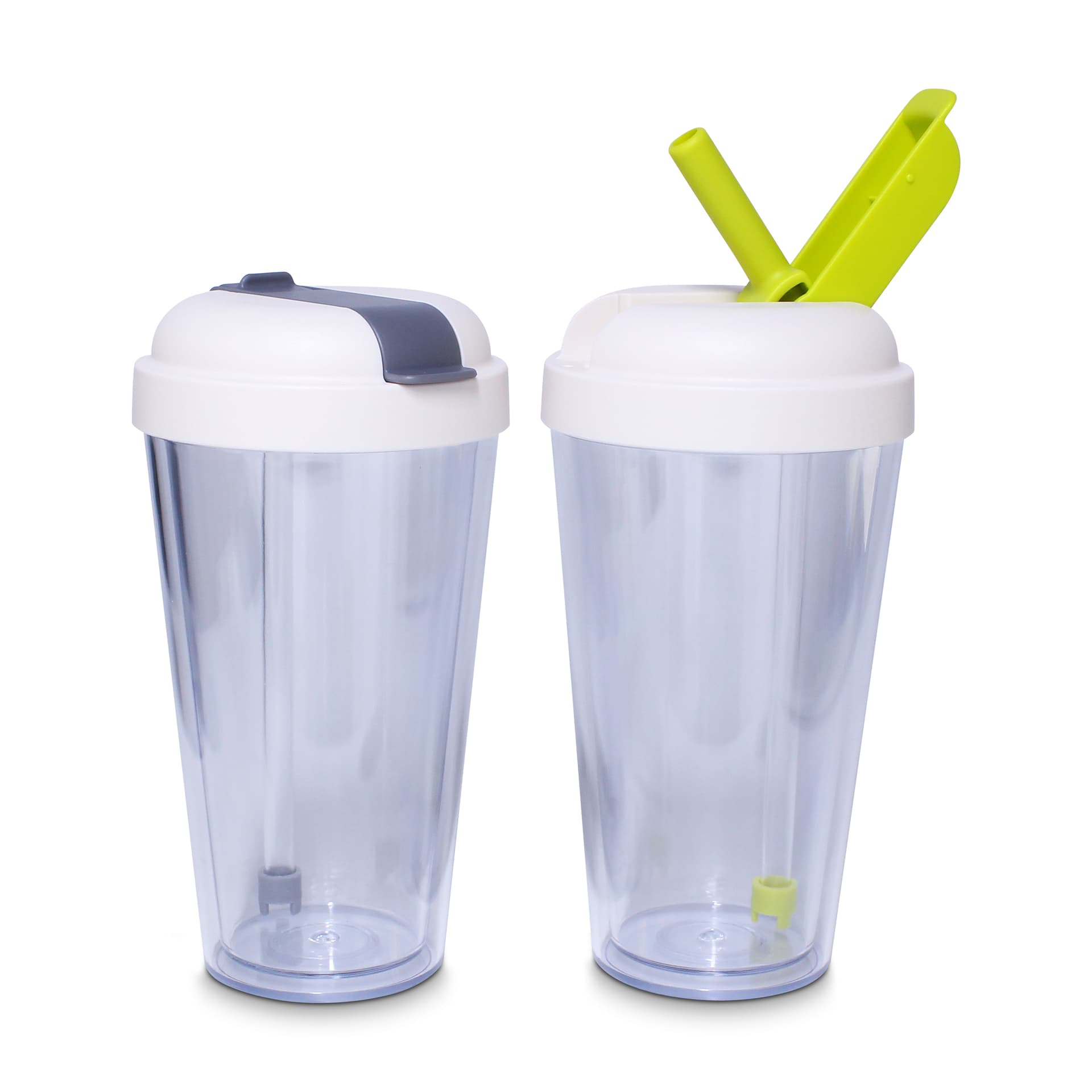 420ml Clear Double Wall Tumbler with Pop-Up Straw Lid — View 1