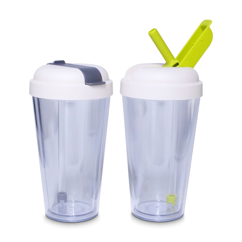 420ml Clear Double Wall Tumbler with Pop-Up Straw Lid — View 1