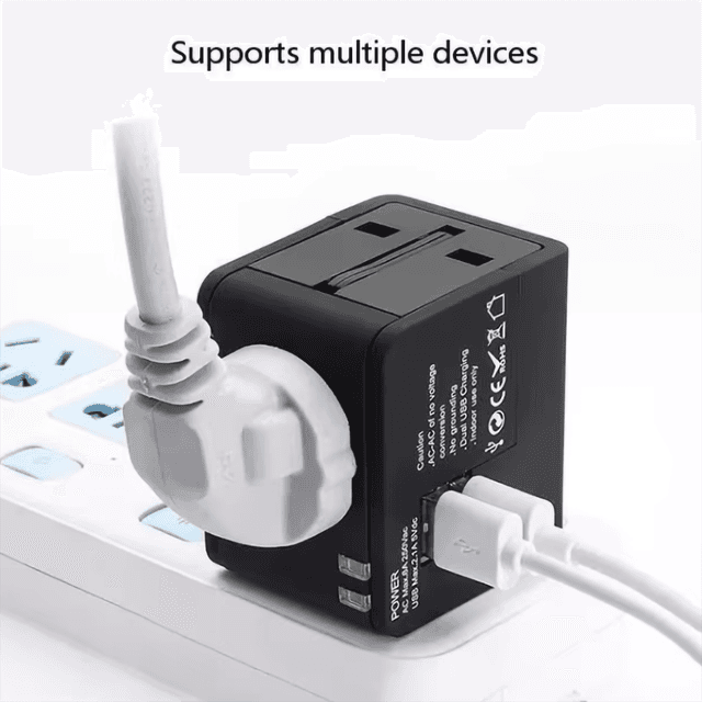 Compact Cube Travel Adaptor with Dual USB — Covers 150 Countries — View 4