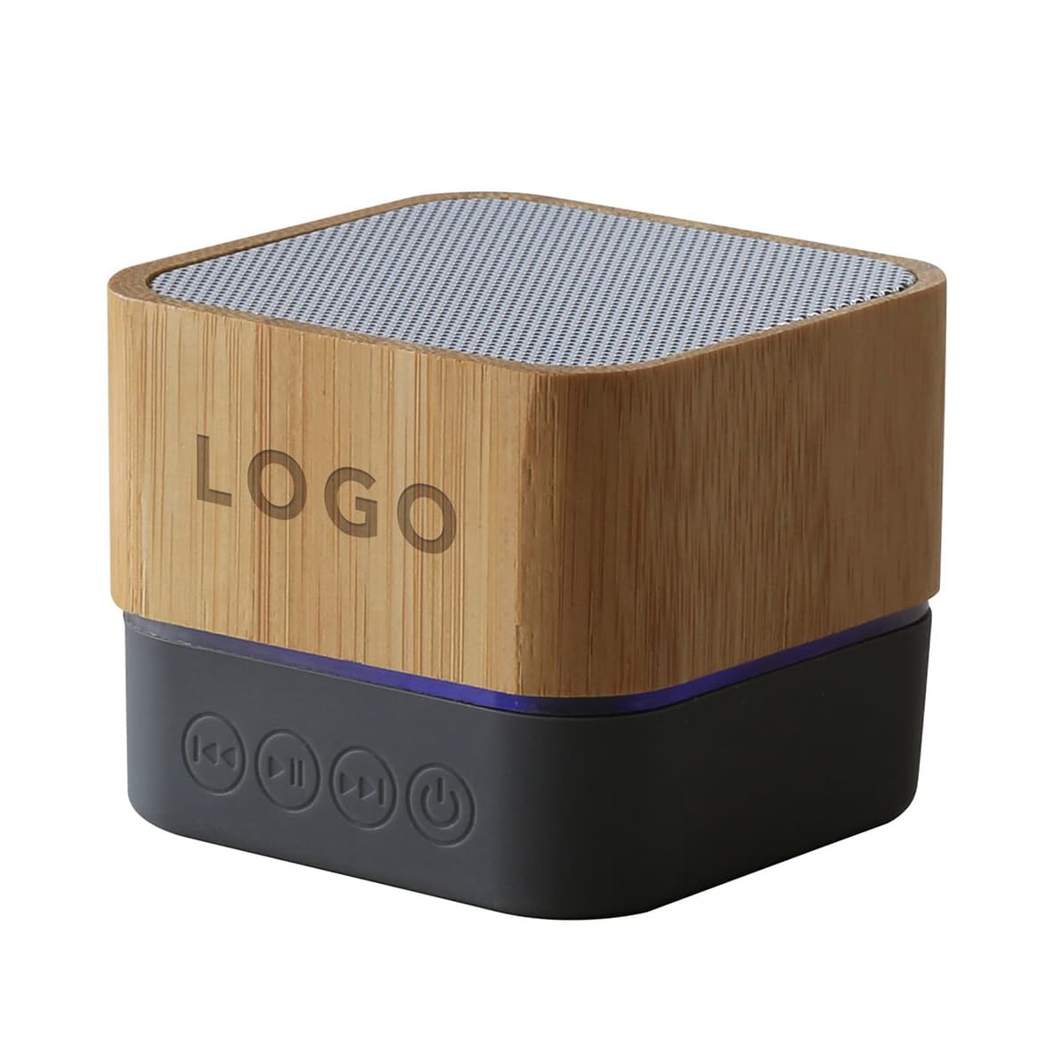 Bamboo Bluetooth Speaker with LED Light Strip — View 1