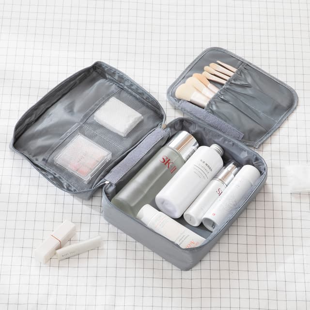Multi-Compartment Travel Toiletries Pouch with Removable Divider Flap — View 3