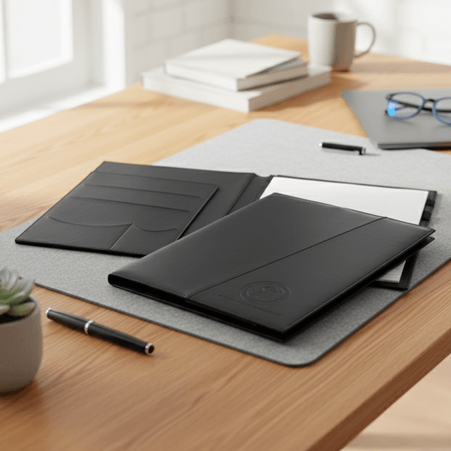 Classic A4 PU Leather Conference Folder with Notepad — View 4