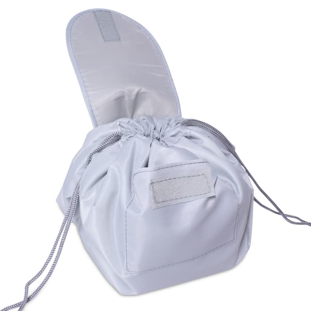 Foldable Drawstring Toiletry Pouch That Lays Flat for Travel — View 2