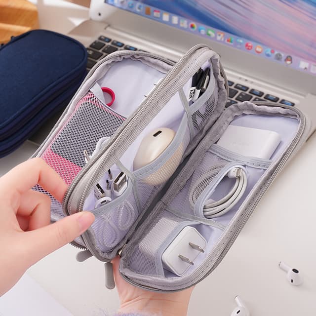 Compact Three-Layer Gadget Organiser with Wristband Strap — View 3