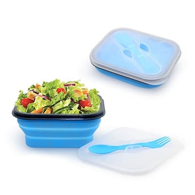 Microwavable Collapsible Lunch Box with Cutlery Set — View 1