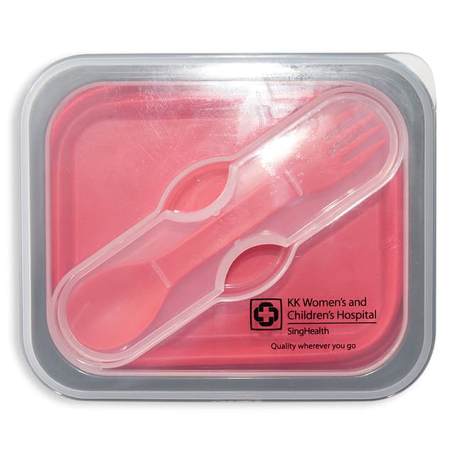 Microwavable Collapsible Lunch Box with Cutlery Set — View 3