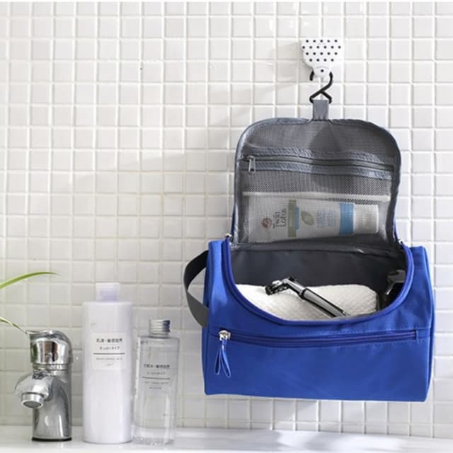 Trunk-Style Travel Toiletries Pouch with Hanging Hook and Handle — View 3