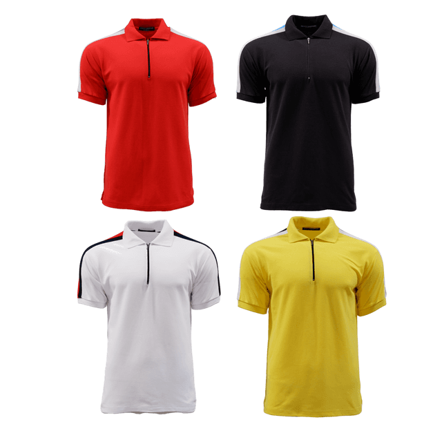 Cotton-Polyester Polo Shirt with Contrast Shoulder Panel Design — View 5