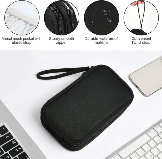 Compact Three-Layer Gadget Organiser with Wristband Strap — View 5