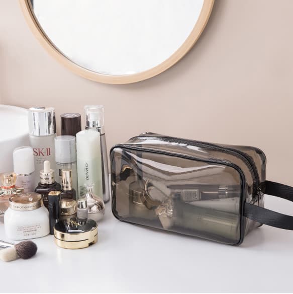 Clear Waterproof PVC Toiletry Pouch for TSA-Friendly Travel Packing — View 2