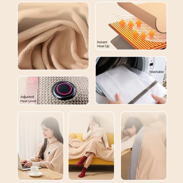 USB Heated Blanket with Three Temperature Levels for Travel — View 4