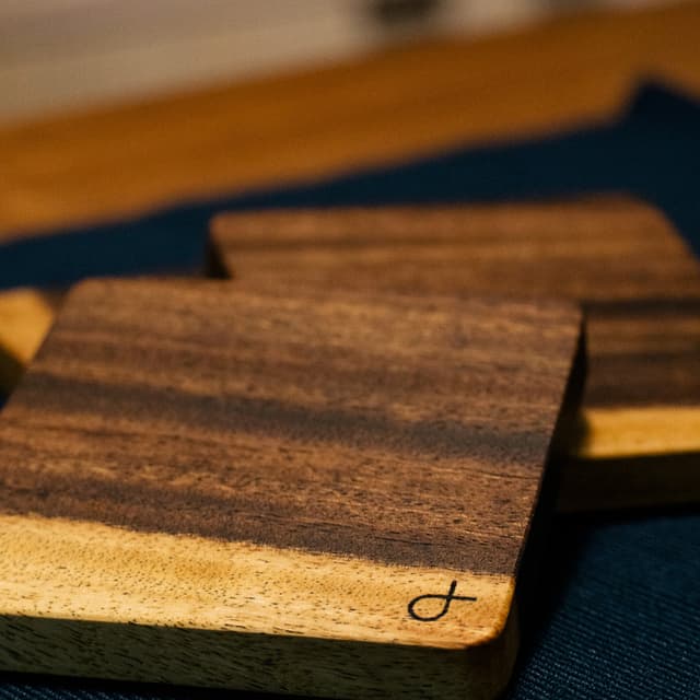 Roger and Sons Reclaimed Wood Square Coaster for Desks — View 3