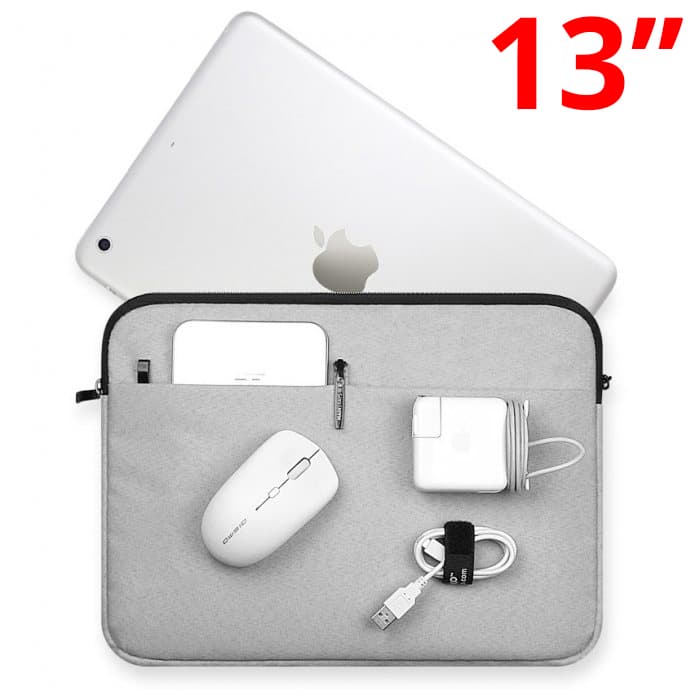 Padded 13-Inch Laptop Sleeve with Water-Resistant Wool-Lined Shell — View 1
