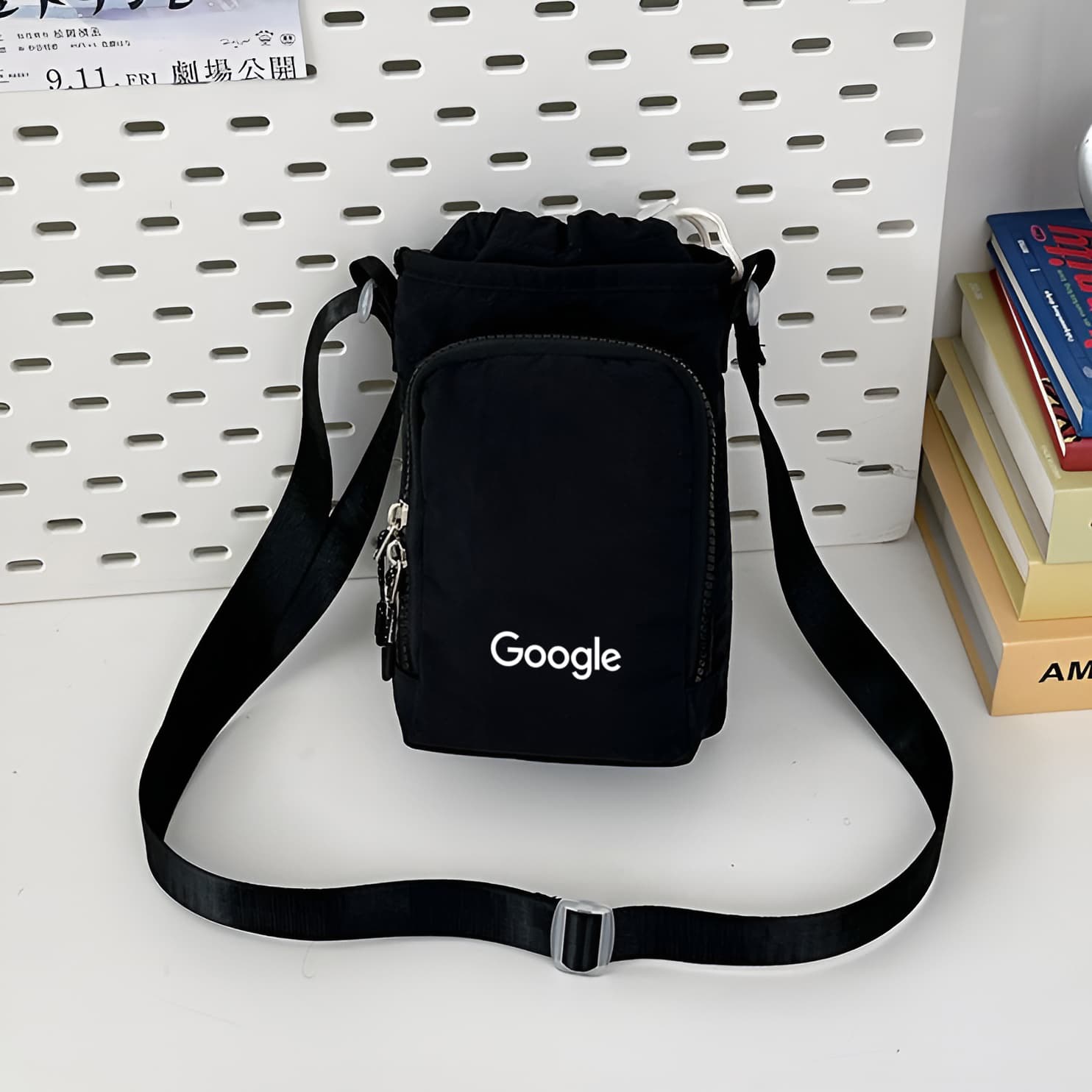 Sip & Stow Nylon Bottle Sling Bag with Storage — View 1